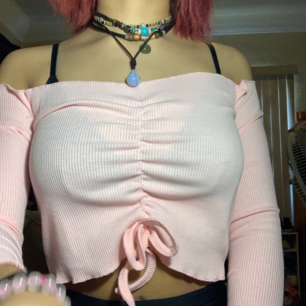 off shoulder ruched top